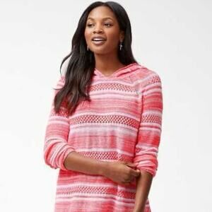 Tommy Bahama Anacapa Marled Linen-Blend Striped Hoodie Sweater Women’s Size XL
